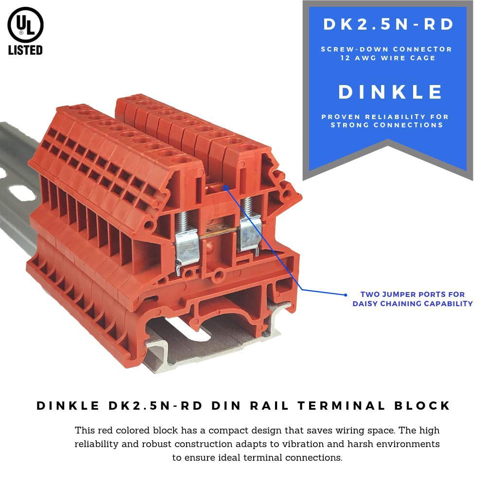 DIN Rail Terminal Block Jumpers 20 Qty DS2.5-02P Dinkle 12AWG 2Pole DK2.5 DKK2.5 