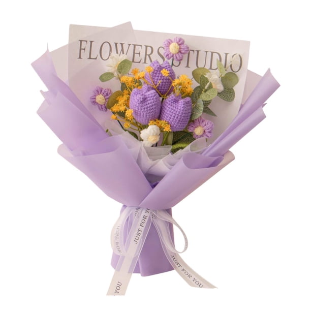 Ramo de flores de ganchillo hecho a mano para el Día de la Madre, el Día del Maestro y el Día del Padre. Estilo E