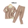 thumbnail image 3 of Jumpingount Ropa interior térmica para niños, manga larga elástica, cuello , Otoño Invierno, oficina, escuela, exterior, Tops cálidos, traje Pijama Marrón 100cm, 3 of 6