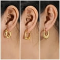 thumbnail image 2 of JeenMata Juego de Regalo de 3 Pares de Aretes para Mujer en Baño de Oro Amarillo, Livianos, Gruesos, con Aro Tipo Huggie, Juego de Regalo de Aretes para Toda Ocasión, 2 of 5