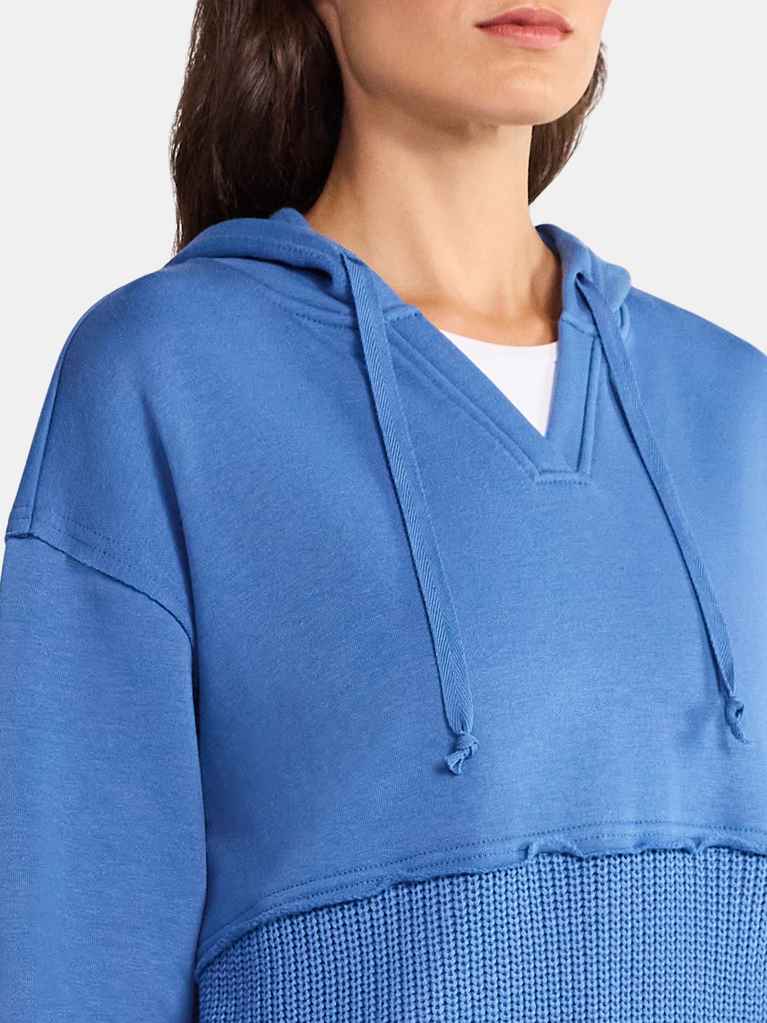 Time and Tru Women's Mixed Media Hoodie, Sizes XS-XXXL