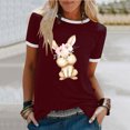 thumbnail image 2 of JeashCHAT Easter Clothes for Women Bunny Rabbit Egg Print Women Summer Sexy Happy Easter Print Regular Women Round Neck Short Sleeves Top, 2 of 5