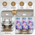 thumbnail image 5 of Pink Purple Floral Window Privacy Film, Spring Hydrangea Flower Fantasy Botanical Static Cling UV Sun Blocking Heat Control Window Tint Day and Night, Non-Adhesive One Way Privacy Cover 17.7''x39.3'', 5 of 7