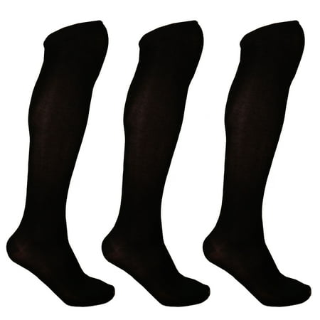 

BambooMN Women s Extra Large Rayon From Bamboo Fiber Casual Dress Trouser Knee High Socks - Black - 3prs Size 10-13