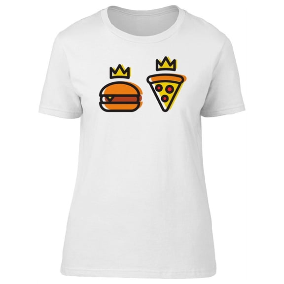 Cute Burger And Pizza With Crown T-Shirt Women -Image by Shutterstock, Female x-Large