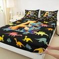 thumbnail image 3 of Manfei Monogrammed A Twin Sheet Sets,Zoo Animal Dinosaur Twin Fitted Sheet,Black Yellow Flat Sheet,Microfiber Room Decorative,3pcs, 3 of 7