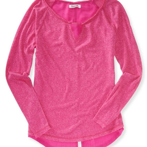 Aeropostale Womens Woven Back Soft Embellished T-Shirt, Pink, Juniors, Medium