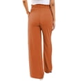 thumbnail image 4 of QAFOPEH Women Solid Color Tied Waist Wide Leg Casual Pants with Pockets, 4 of 5
