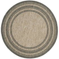 SAFAVIEH Courtyard Ercan Bordered Indoor/Outdoor Area Rug, Natural/Black, 4' x 4' Round