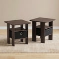 thumbnail image 2 of Furinno Andrey Side Table Set of 2, 2-Tier Brown End Table, Open Shelf Night Stand with Storage Bin, Nightstand, for Living Room, Bedroom, Home Office, Brown, 2 of 5