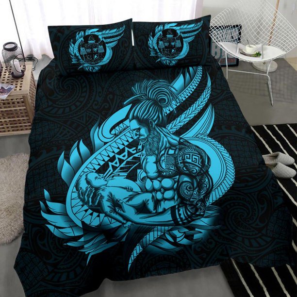 Juego de Cama Polinesio - Fiji Juego de Funda Nórdica Padre e Hijo Esmeralda