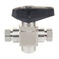 thumbnail image 3 of Ball Valve Stainless Steel 316L 1/4" Female 3 (Three) Way Ball Valve For Dispenser ,Long Lasting, 3 of 4