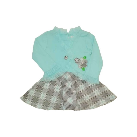 Infant Toddler Girls Blue Plaid Dress Christmas Holiday Party Easter Dress 12M