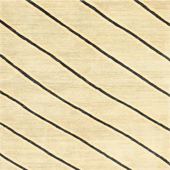 Ahgly Company Machine Washable Indoor Square Contemporary Sun Yellow Area Rugs, 3' Square