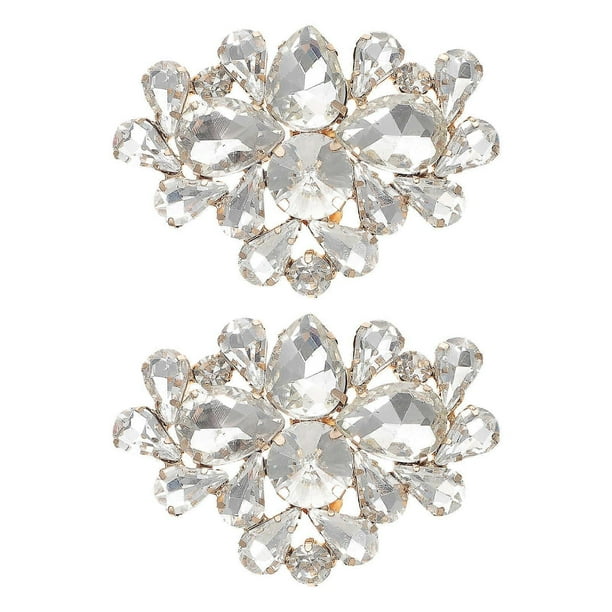 Golden Crystal Shoe Clips Elegant Rhinestone Buckles for Wedding, Engagement & Special Occasions Versatile DIY Decoration for Flats, Boots