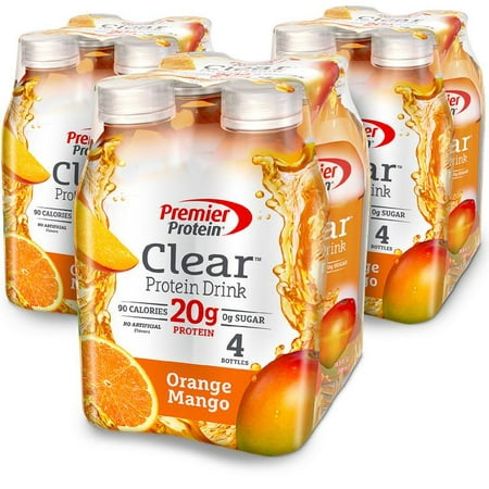 Premier Protein Clear Protein Drink, Orange Mango, 20g Protein, 16.9 Fl Oz, 12