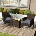 thumbnail image 4 of Costway 3 PCS Outdoor Conversation Set with Cushioned Seat & Tempered Glass Tabletop Gray, 4 of 11