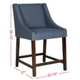 thumbnail image 4 of SAFAVIEH Dylan Modern Linen Espresso Rubberwood Counter Stool, Navy, 4 of 7