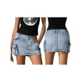 thumbnail image 3 of Rdhnmea Women's Denim Cargo Skirt Tight Fitted High Waist Mini Bodycon Skirt, 3 of 9