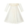 thumbnail image 5 of Girls Dress Beige Lace Floral Ruffle Pearl Party Pageant Wedding 8 Years, 5 of 7