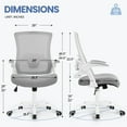 thumbnail image 2 of CELTOSS Ergonomic Office Chair, Wide Seat with Flip-Up Armrests, Lumbar Support, Adjustable Height, Comfy Home Task Computer Chair, Steel Base, Gray, 2 of 12