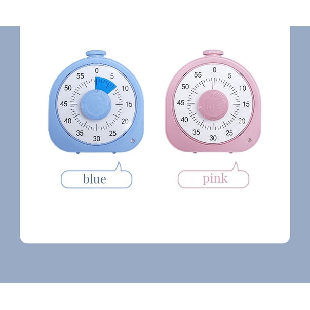 temporizador para escritorio de niños, escritorio de oficina y reuniones con funcionamiento silencioso (azul y rosa) Temporizador visual para niños de 60 minutos Edición para el hogar -