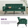 thumbnail image 3 of TYBOATLE 65" W Velvet Modern Convertible Folding Futon Couch Sofa Bed w/ 2 USB Charging Ports and arms, Loveseat for Living Room, Office, Apartment, Bedroom (Green), 3 of 9