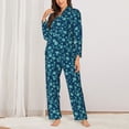 thumbnail image 2 of KLL Daisies Flowers Print Women's Long Sleeve Pajamas with Pants Sleepwear Loungewear 2 Set-X-Large, 2 of 7