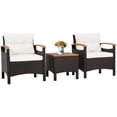 thumbnail image 2 of Gymax 3PCS Patio PE Rattan Conversation Furniture Set Bistro Set Acacia Wood Tabletop, 2 of 9