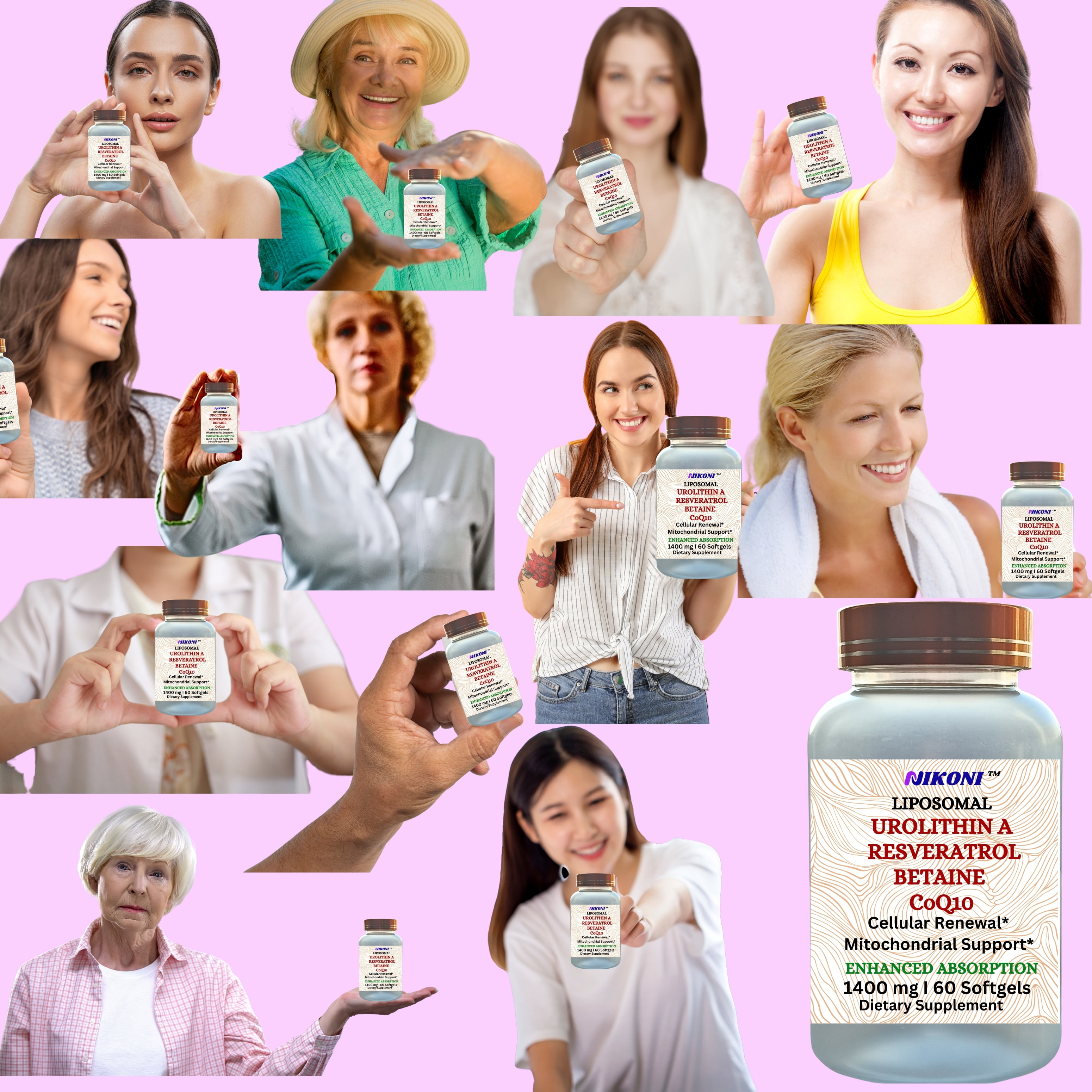 Nikoni Liposomal Urolithin-A Dietary Supplement Maximum Metabolism Healthy Aging Wellness 60 Softgels