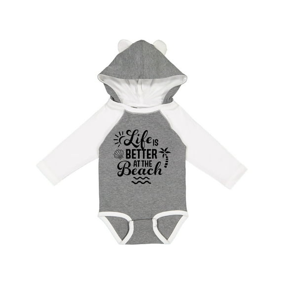Inktastic Life is Better at The Beach with Sunshine Seashell and Palm Trees Boys or Girls Long Sleeve Baby Bodysuit