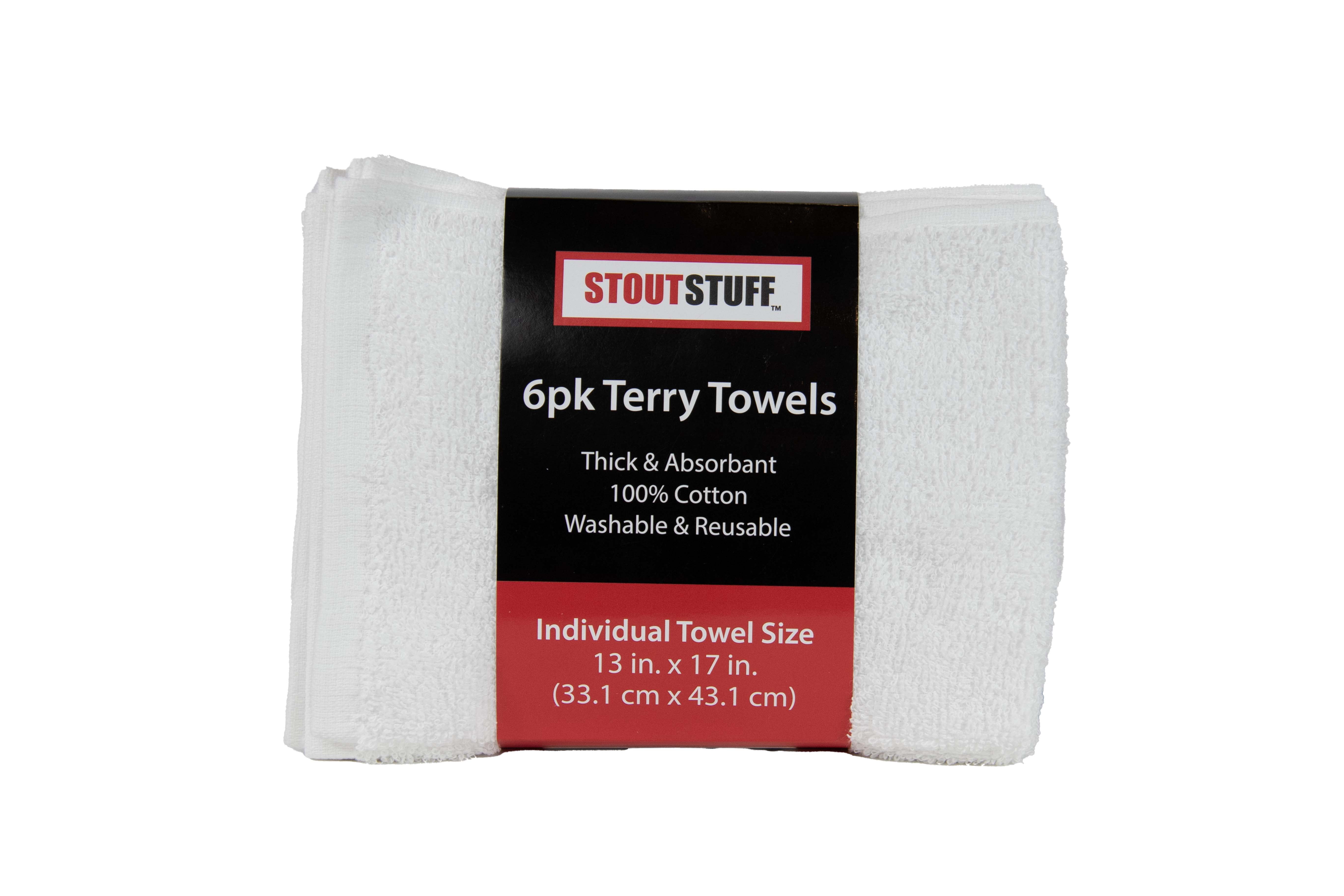 (4 pack) Stout Stuff Cotton Cleaning Terry Towels, 6 Pack