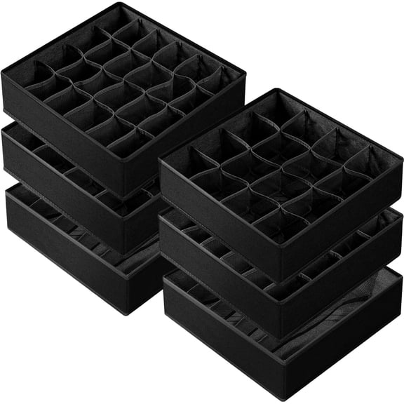 Paquete de 6 separadores organizadores de cajones para ropa de bebé, organizadores de clóset y almacenamiento para recámara, artículos esenciales para recámara, hogar, departamento (negro)