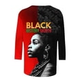 thumbnail image 4 of Shirts For Women Tees Tops Black Month African Celebration Blouse Tshirt 3/4 Sleeve Crewneck Trendy Outfits, 4 of 5