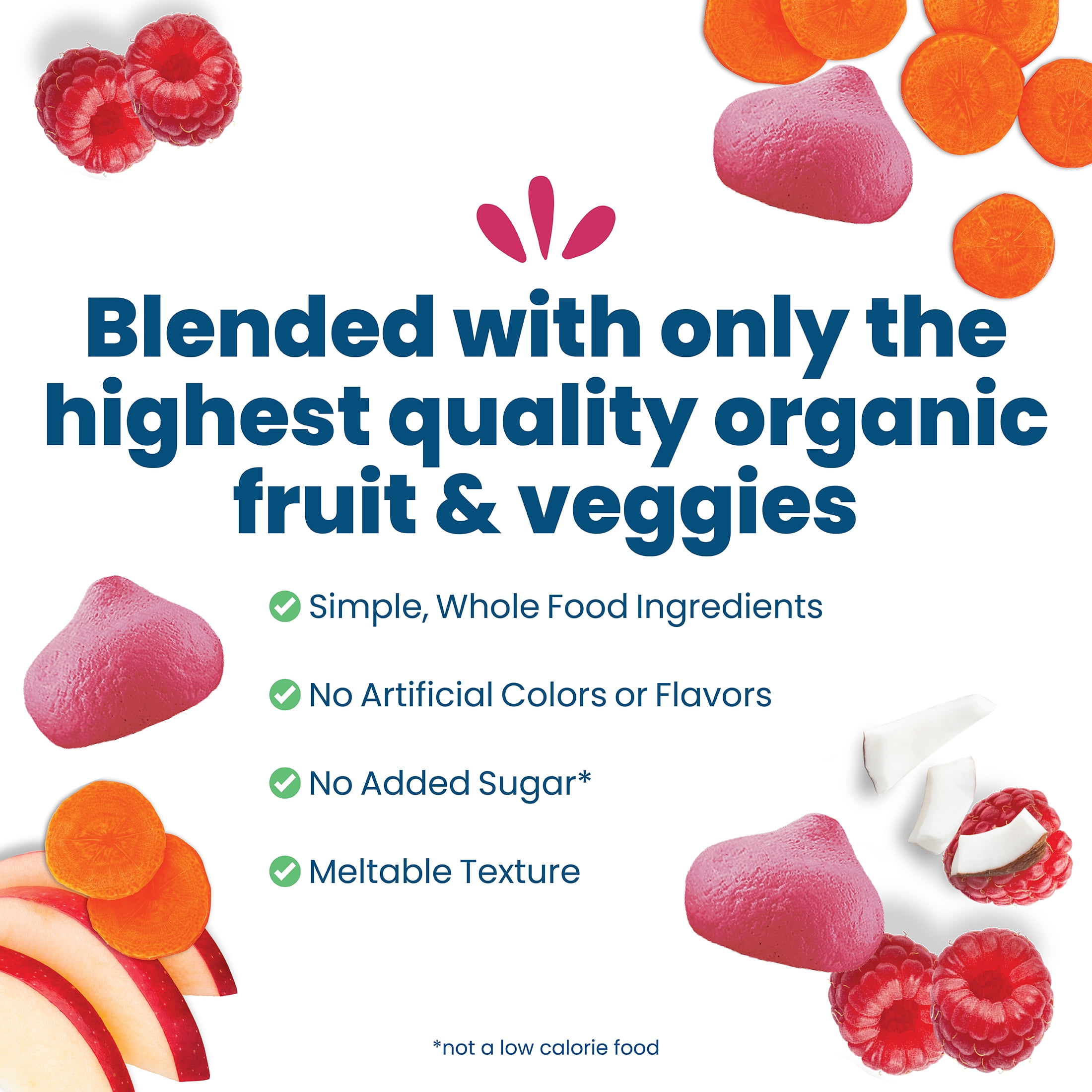(8 pack) Amara Organic Smoothie Melts, Carrot Raspberry, Baby & Toddler Snack, No Added Sugar, Stage 2, 1 oz Bag