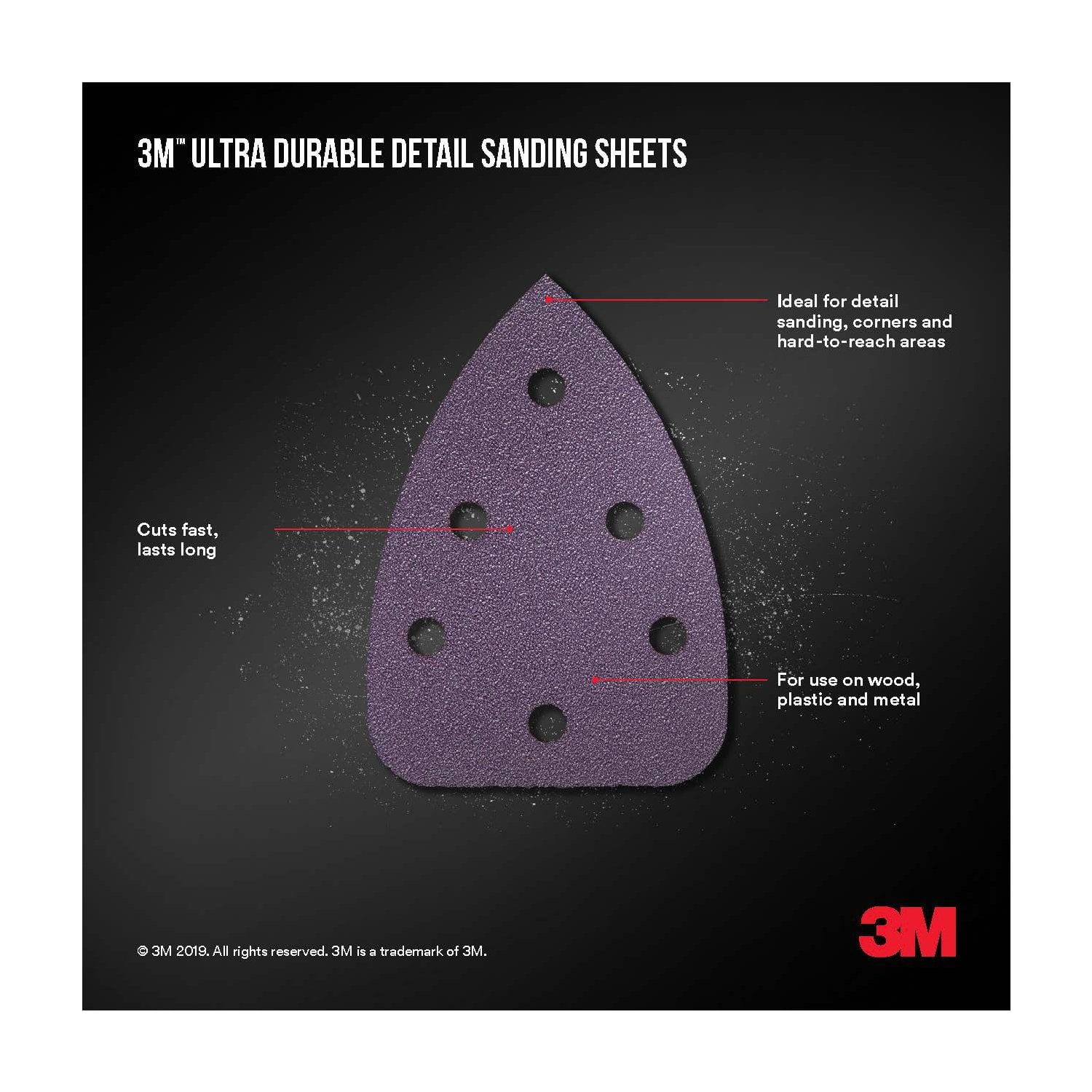 (2 pack) 3M Ultra Durable Power Sandpaper, 120 Grit, 6 Hole, 3.9 in. x 5.56 in., 5/pack
