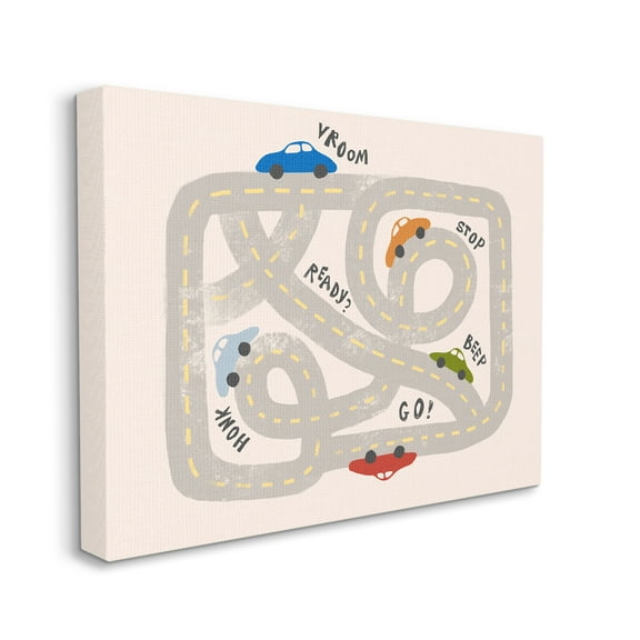 Stupell Industries Kid's Cartoon Car Road Map Fun Playful Streets, 16 x 20, Designed by Daphne Polselli