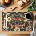 thumbnail image 2 of Vintage Flower Placemats Set of 6 Colorful Garden Floral Botanicals Blossom Place Mats Indoor Wipeable Table Mats Washable Cloth Dining Table Placemats for Kitchen Holiday Party Home Decor 13x19 Inch, 2 of 9
