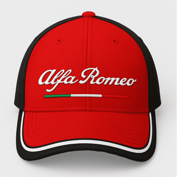 Gorra Alfa Romeo Stretch con Bordado 3D y Cierre de Velcro Ajustable