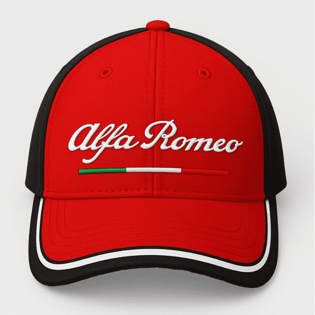 Gorra Alfa Romeo Stretch con Bordado 3D y Cierre de Velcro Ajustable