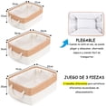 thumbnail image 2 of 3 Piezas Cestas de Almacenamiento de Tela para Organizar, Caja Canastas Decorativas con Asas, Canastas Plegables para Baño de Tela para Organizar Estantes, Baño, Juguetes, Clóset, Ropa - Beige, 2 of 6