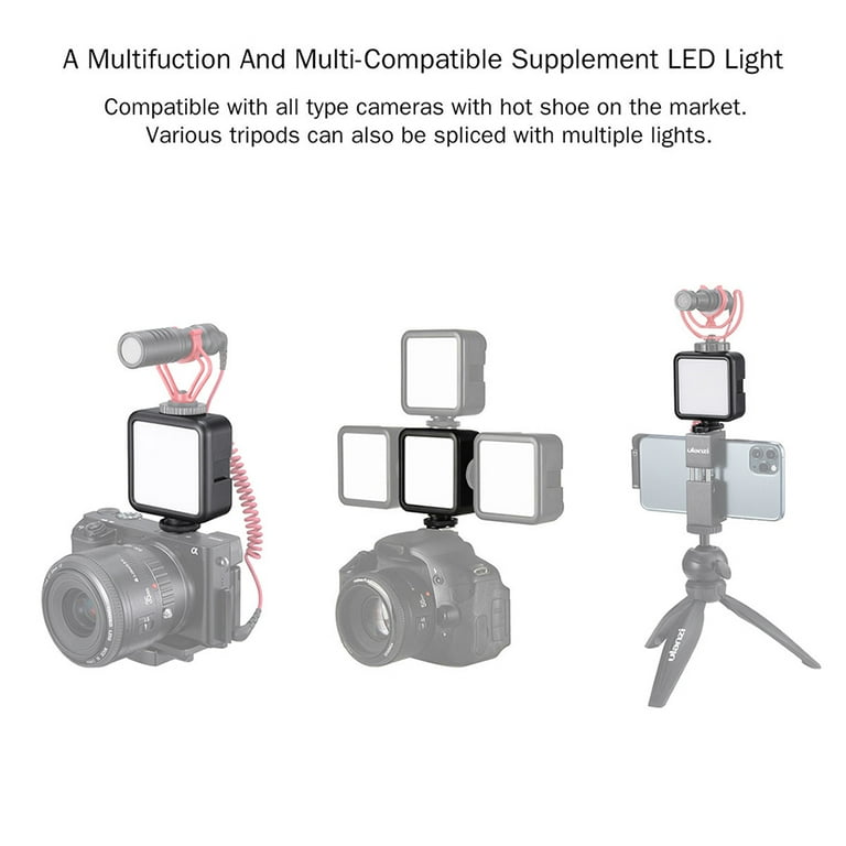 ulanzi VL49 Mini LED Video Light Photography Lamp 6W Dimmable 5500K CRI95+  Built-in Rechargeable Lithium Battery with Cold Shoe Mount for Canon Nikon  Sony DSLR Camera 