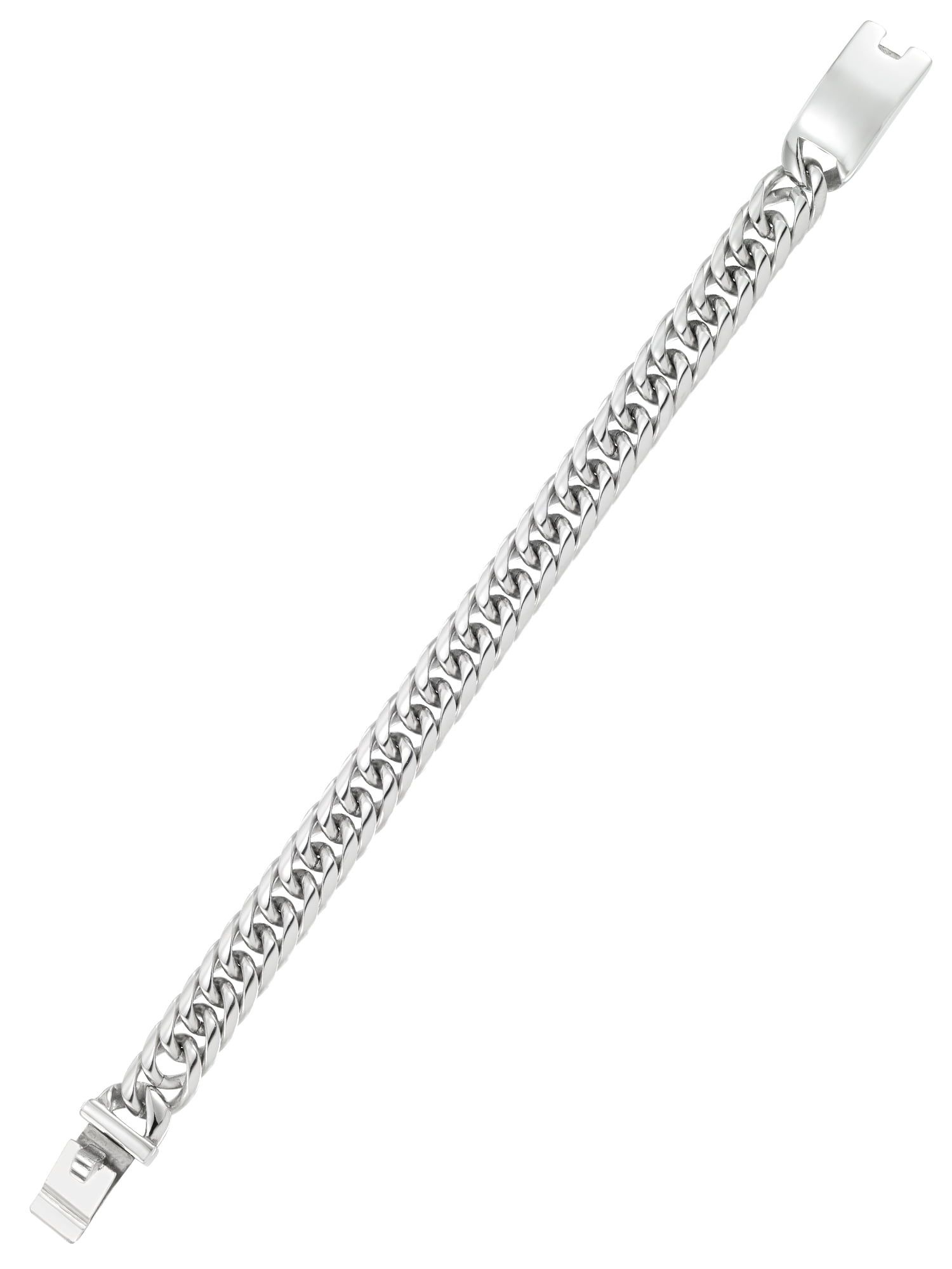 Focus for Men by Focus Men Dimensional Modern Curb Link Bracelet in Brilliant White Stainless Steel, 9".