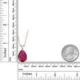 thumbnail image 3 of Gem Stone King 18K Rose Gold Plated Silver Pear Shape Red Created Ruby Pendant Necklace for Women 13.77 Cttw, with 18 inch Chain), 3 of 4