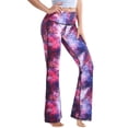 thumbnail image 1 of Pantalones de yoga BUBBLELIME Bootcut de cintura alta de poliéster Galaxy XL, 1 of 6