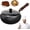 Glass lid, variant on Uncoated Thick Iron Pot, Japanese Iron Pots for Cooking, High Purity Frying Pans, Uncoating Cast Iron Pot with Lid, Hand-Forged Non-Stick Cast Iron Pot, for All Stoves (Wooden lid,11.05in)