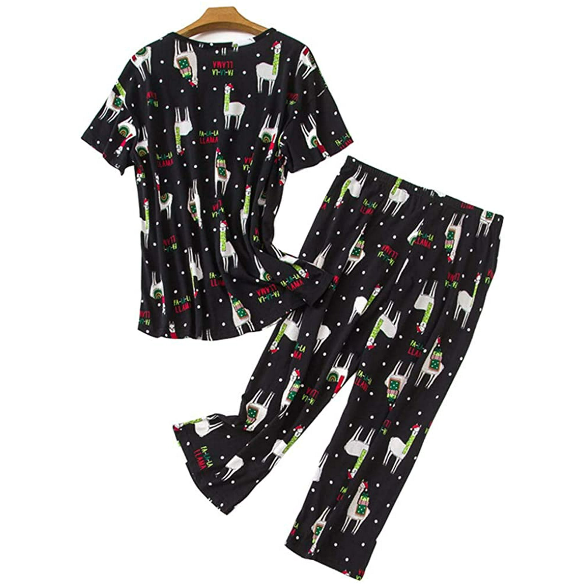Greswe Women Cotton Pajamas Set Short Sleeve Top Capri Pants Sleepwear Plus Size S 3xl Other Xxxl Shirt Bust 52.5