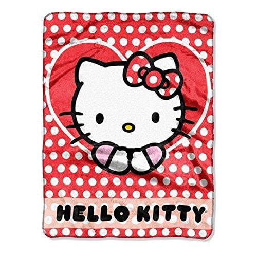 Sanrio Hello Kitty Silk Touch Throw White Polka Dots Blanket Walmart
