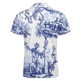 thumbnail image 5 of Blue Chinoiserie Toile Men Zipper T-shirt Summer Casual Short Sleeve T-shirt Top, 5 of 7