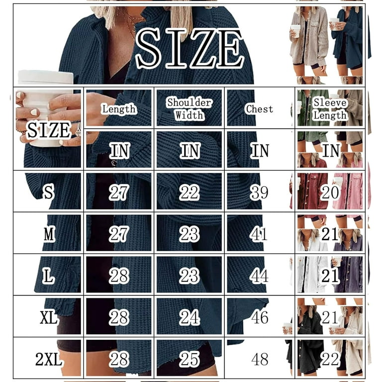 Lureza Womens Waffle Knit Shacket, Oversized Batwing Sleeve Button